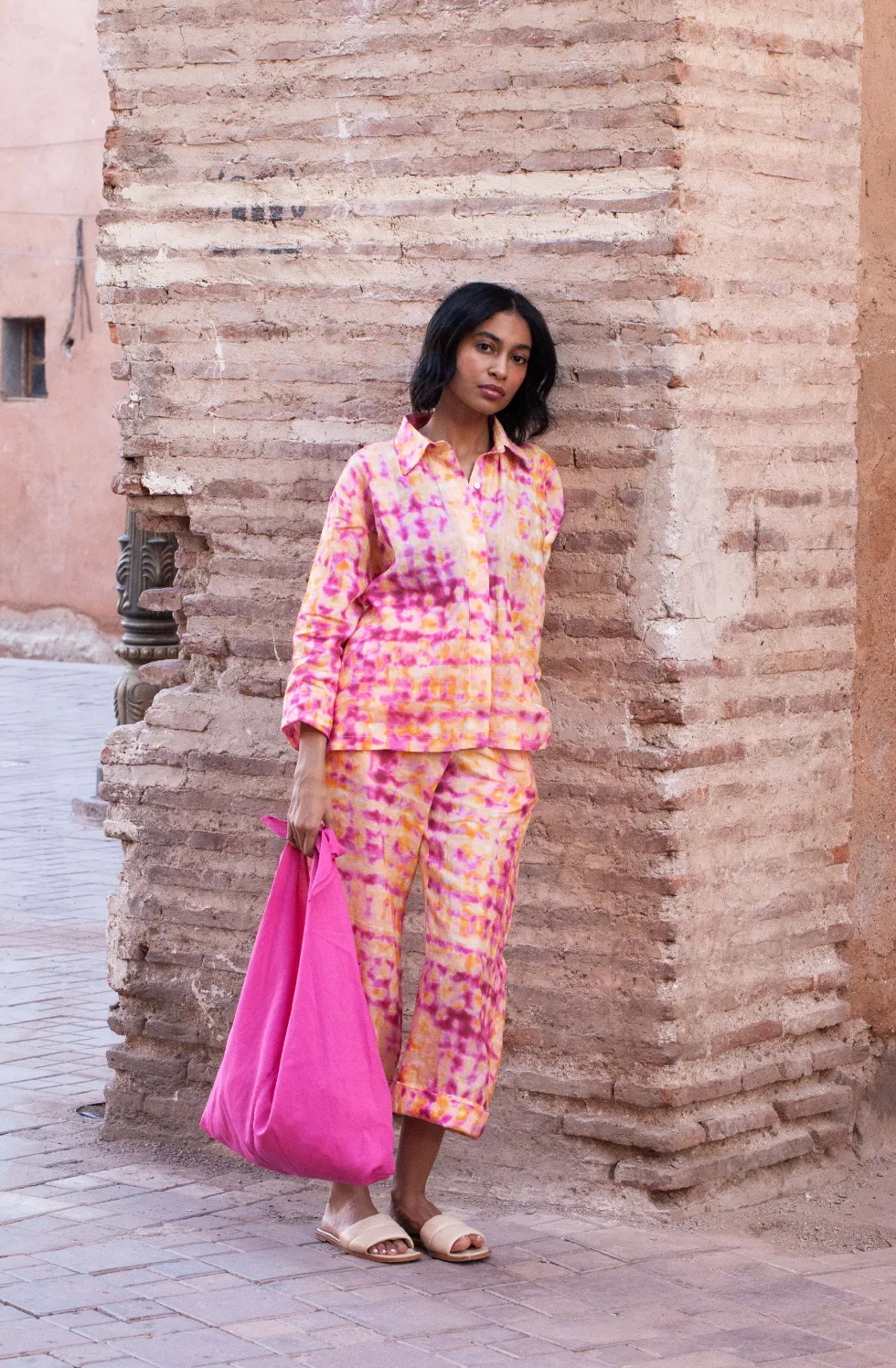 bag - LATIFA linen - pink