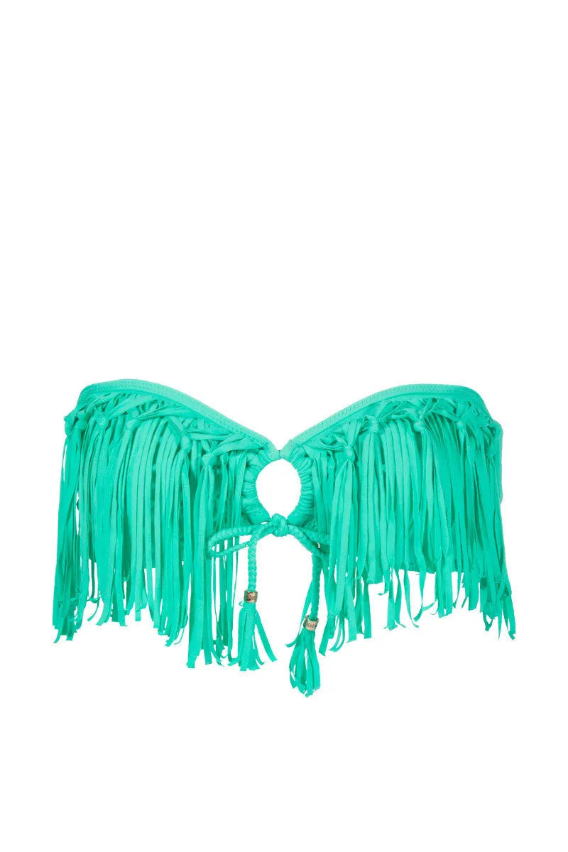 Bali Fringe Bandeau Top in Sea Foam