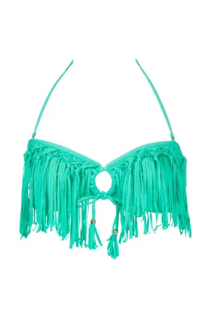 Bali Fringe Bandeau Top in Sea Foam