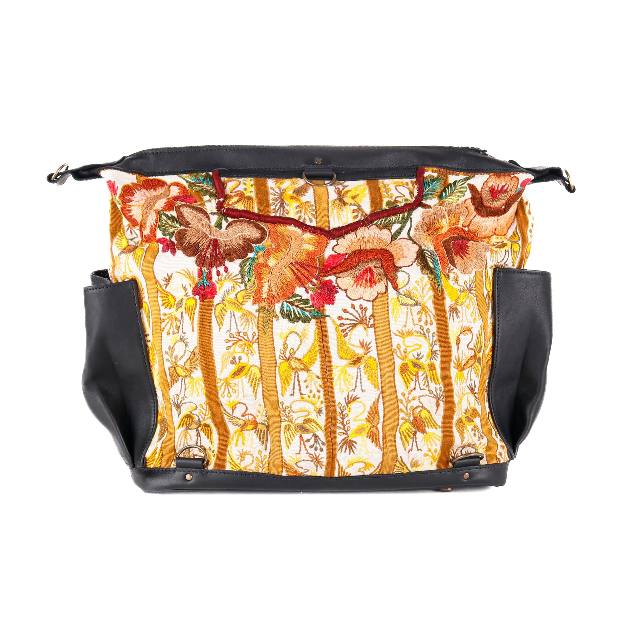 BEATRIZ CDB   CAMILA BACKPACK STRAP SET - OOAK HUIPIL - BLACK - NO. 11420
