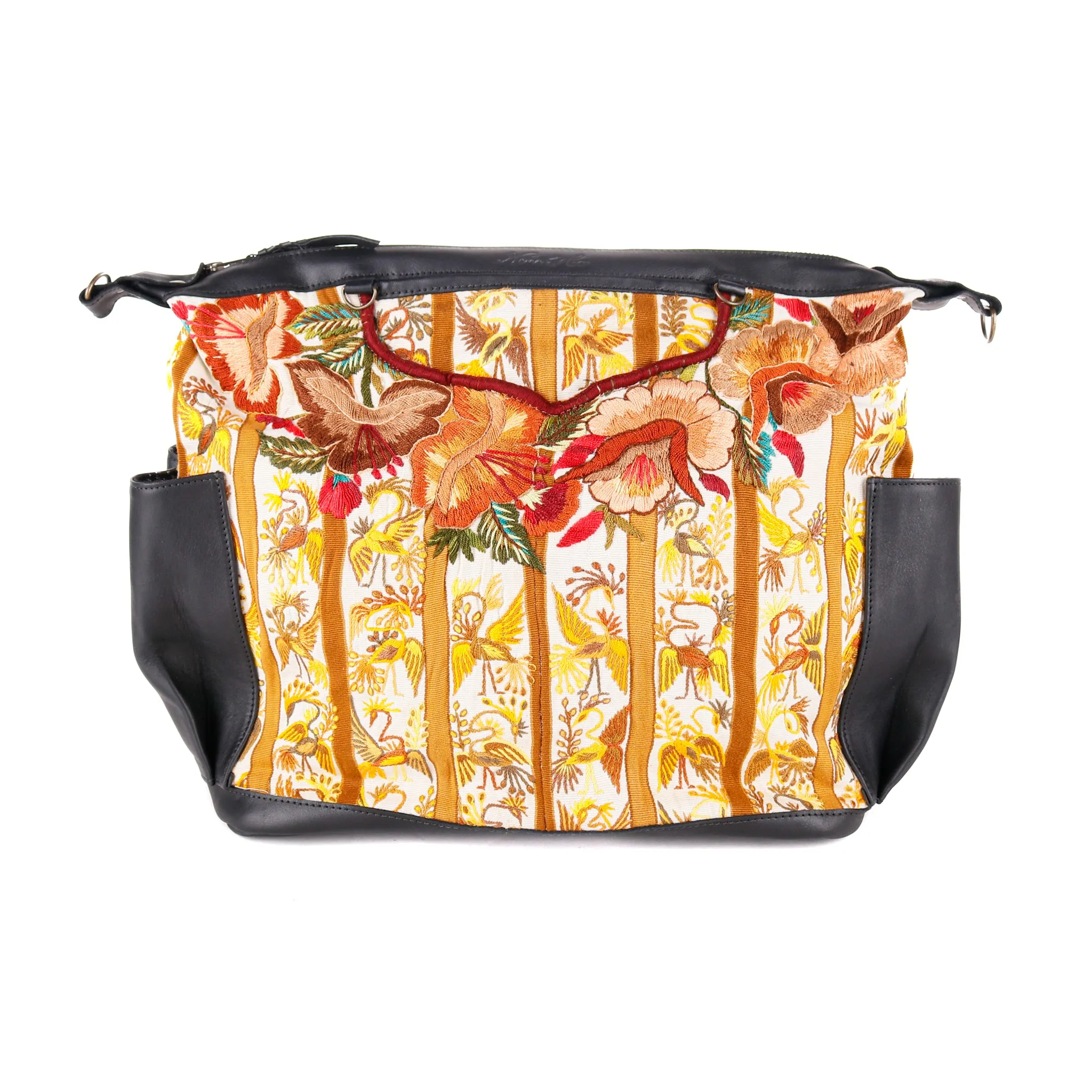 BEATRIZ CDB   CAMILA BACKPACK STRAP SET - OOAK HUIPIL - BLACK - NO. 11420