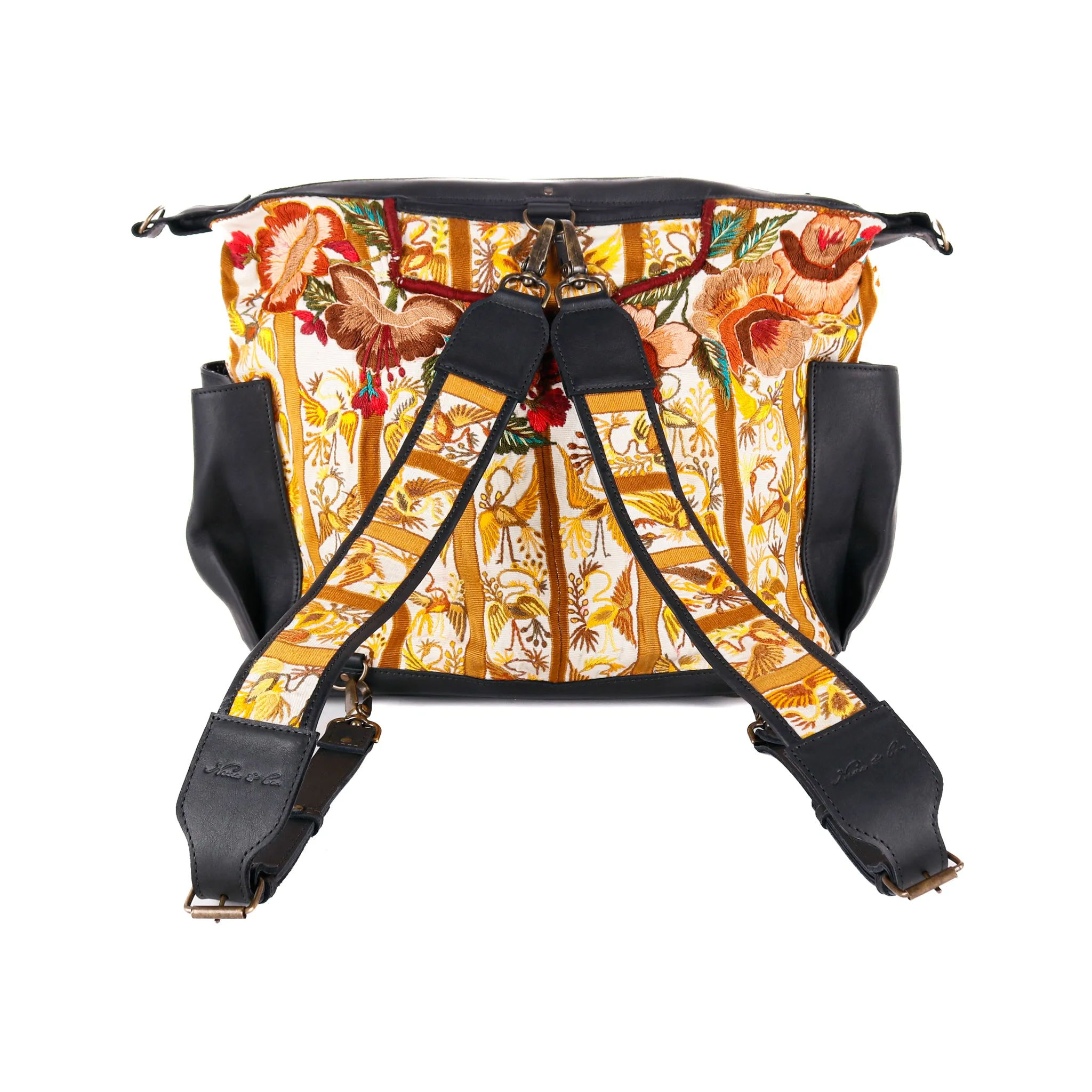BEATRIZ CDB   CAMILA BACKPACK STRAP SET - OOAK HUIPIL - BLACK - NO. 11420