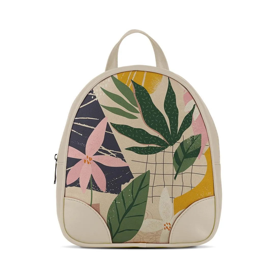 Beige O Mini Backpacks Leafs