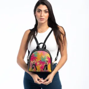 Black Mini Backpack Summer Palm