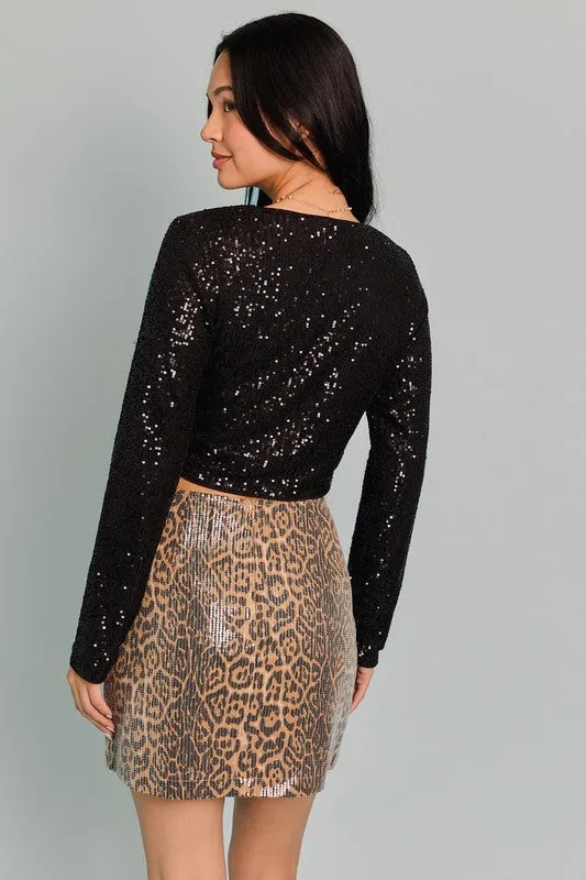 BRIANNA SEQUIN BOW TOP
