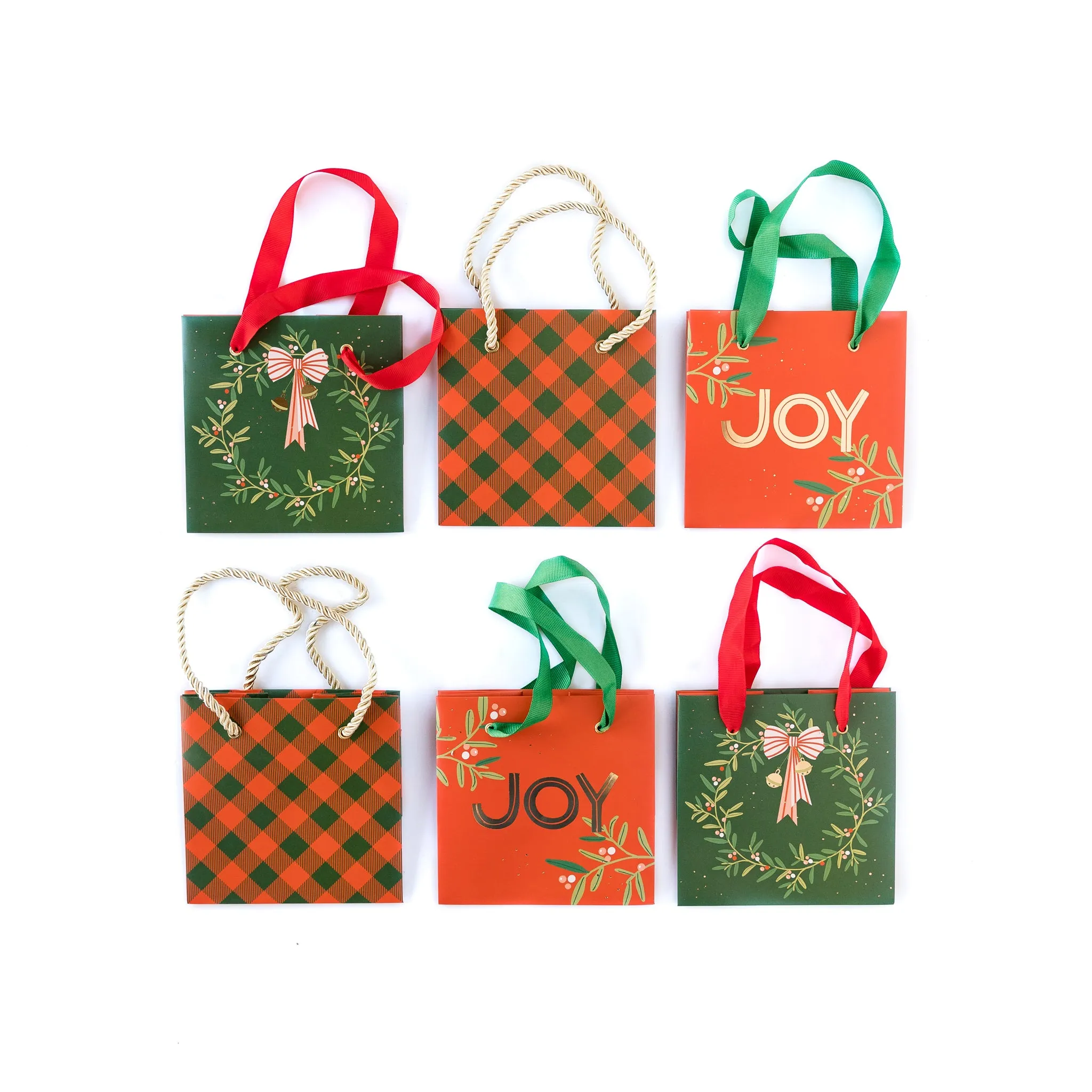 Christmas Wreath Mini Gift Bag Set (set of 6)