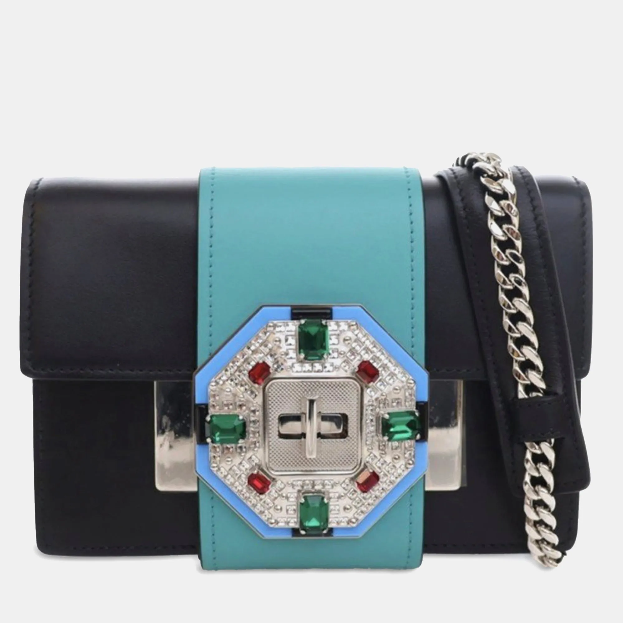 City Calf Crystal Embellished Ribbon Bag