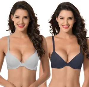 Curve Muse Women's Plus Size Padded Underwire Convertible Full Coverage Bra