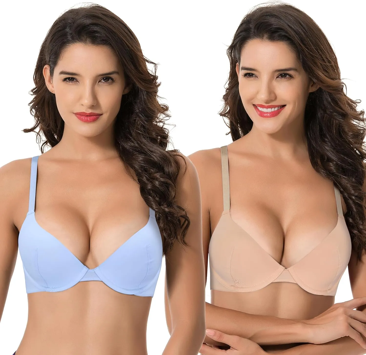 Curve Muse Women's Plus Size Padded Underwire Convertible Full Coverage Bra