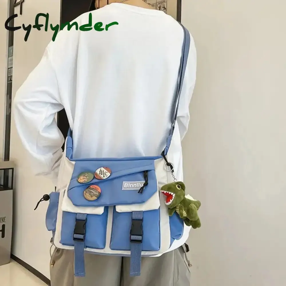Cyflymder Japanese Simple Messenger Bag Pouch Nylon Waterproof Canvas Handbag Shoulder Crossbody Bags for Women Men Satchels Bolsas