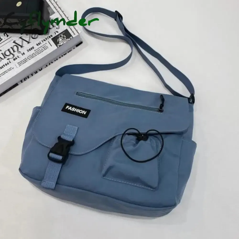Cyflymder Japanese Simple Messenger Bag Pouch Nylon Waterproof Canvas Handbag Shoulder Crossbody Bags for Women Men Satchels Bolsas