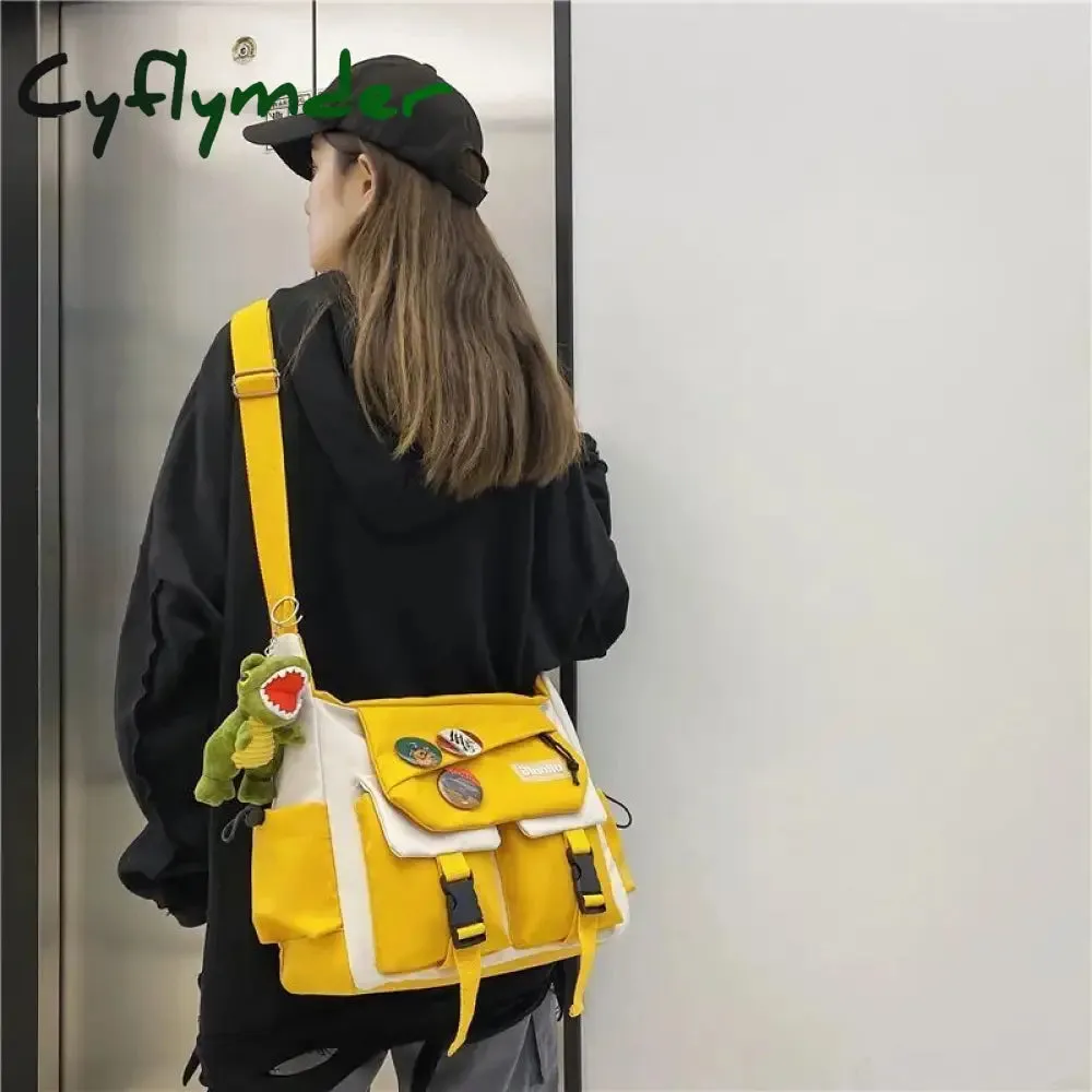 Cyflymder Japanese Simple Messenger Bag Pouch Nylon Waterproof Canvas Handbag Shoulder Crossbody Bags for Women Men Satchels Bolsas