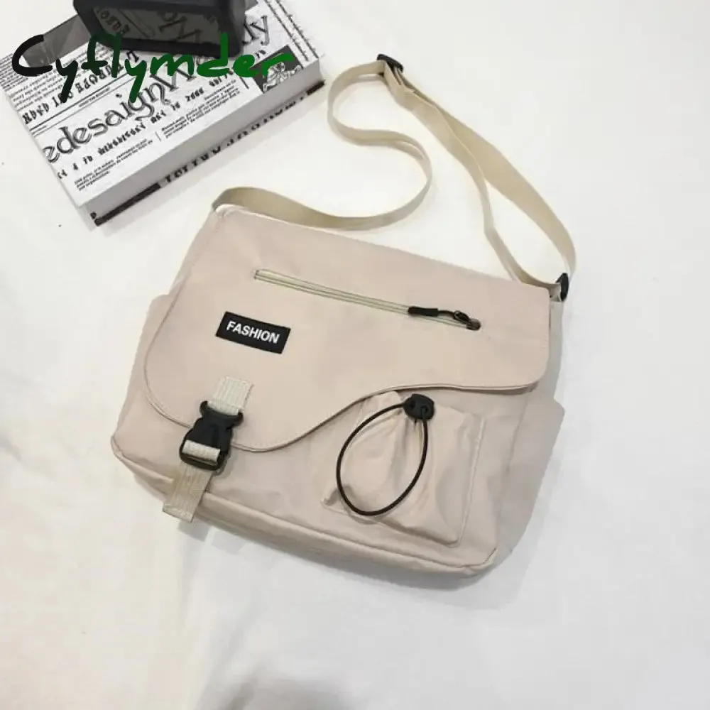 Cyflymder Japanese Simple Messenger Bag Pouch Nylon Waterproof Canvas Handbag Shoulder Crossbody Bags for Women Men Satchels Bolsas