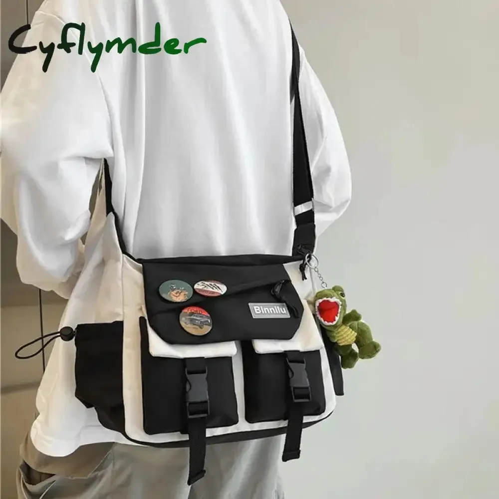 Cyflymder Japanese Simple Messenger Bag Pouch Nylon Waterproof Canvas Handbag Shoulder Crossbody Bags for Women Men Satchels Bolsas