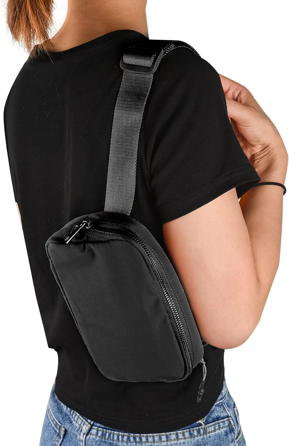 Didida Black Mini Belt Bag, Fashion Waist Packs Unisex Fanny Packs for Women Men crossbody with Adjustable Strap for Outdoors Workout Travel Casual Running Hiking Cycling