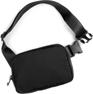 Didida Black Mini Belt Bag, Fashion Waist Packs Unisex Fanny Packs for Women Men crossbody with Adjustable Strap for Outdoors Workout Travel Casual Running Hiking Cycling