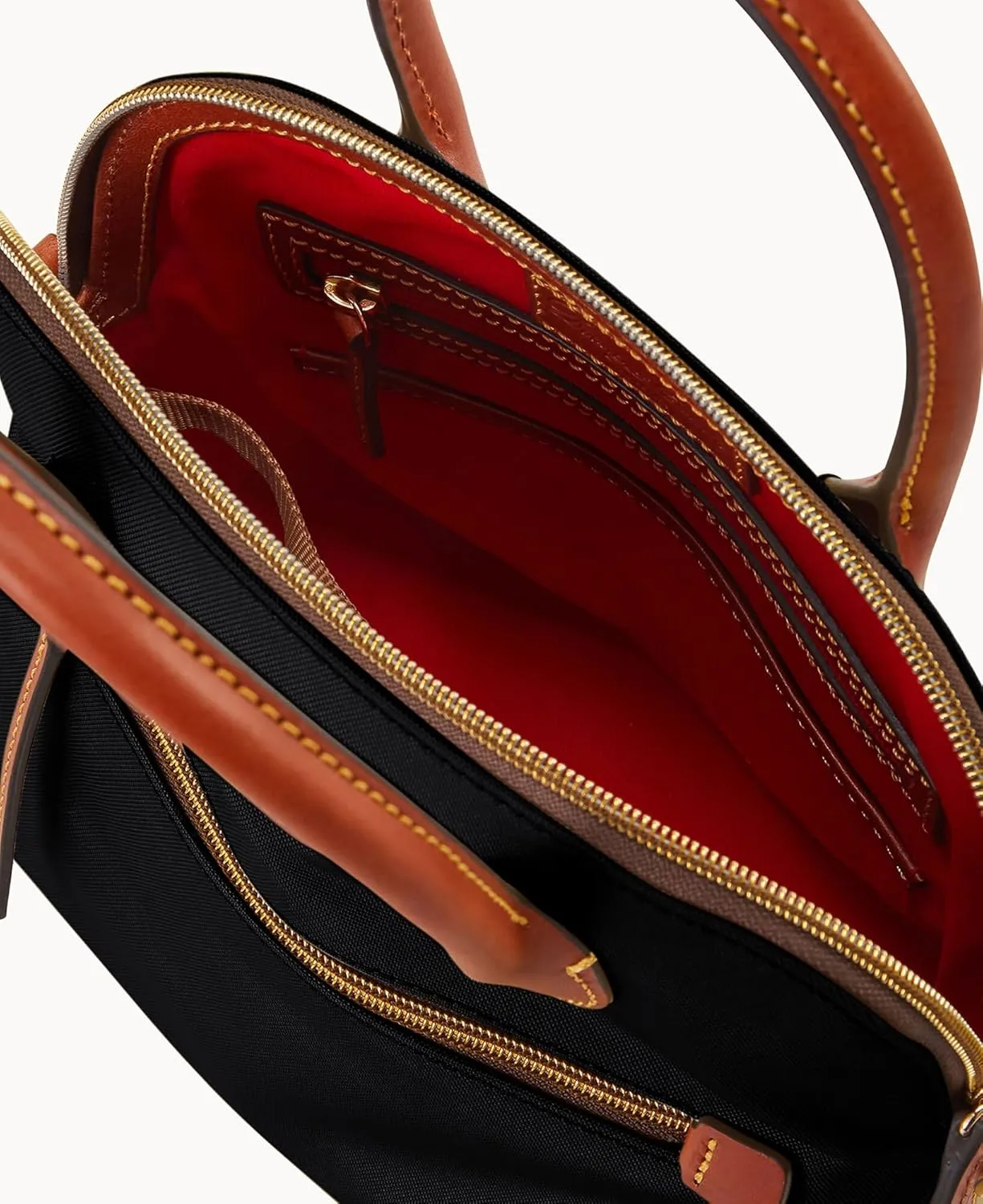 Dooney & Bourke Satchel Handbags for Women, Domed Nylon Bag with Leather Handles & Removable Crossbody Strap