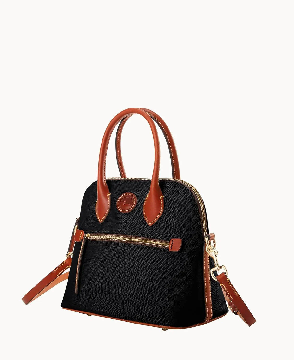Dooney & Bourke Satchel Handbags for Women, Domed Nylon Bag with Leather Handles & Removable Crossbody Strap
