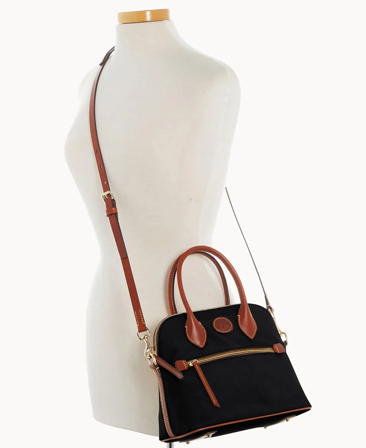 Dooney & Bourke Satchel Handbags for Women, Domed Nylon Bag with Leather Handles & Removable Crossbody Strap