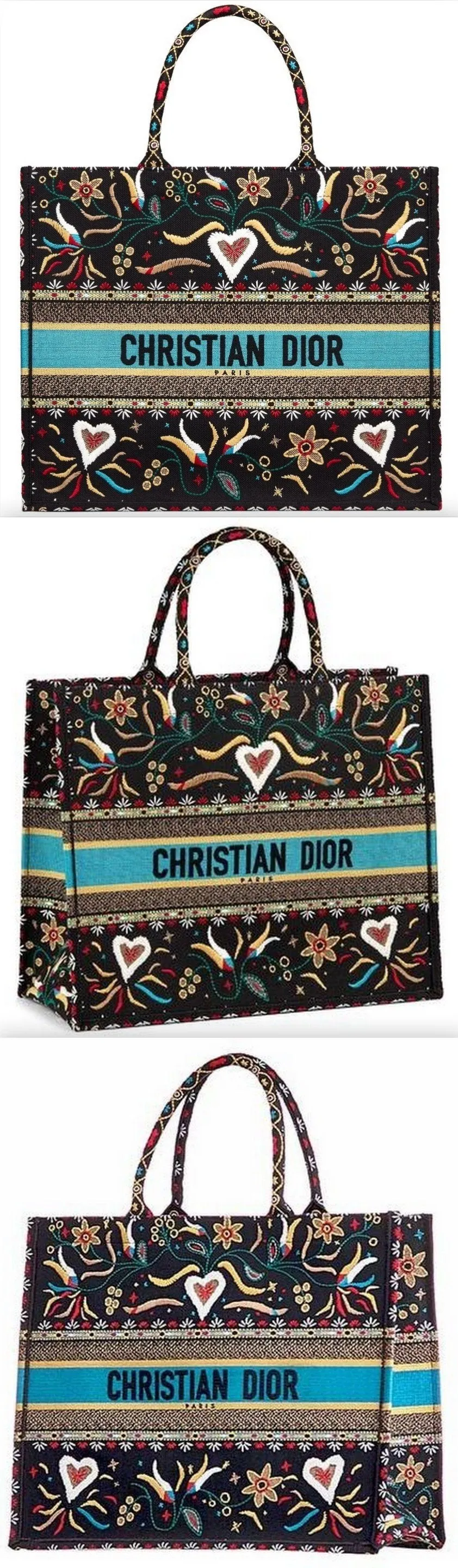 Embroidered Canvas Book Tote Bag