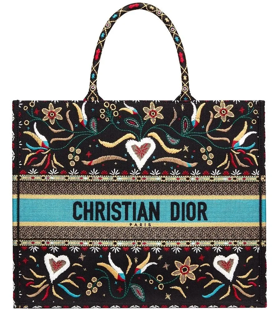 Embroidered Canvas Book Tote Bag