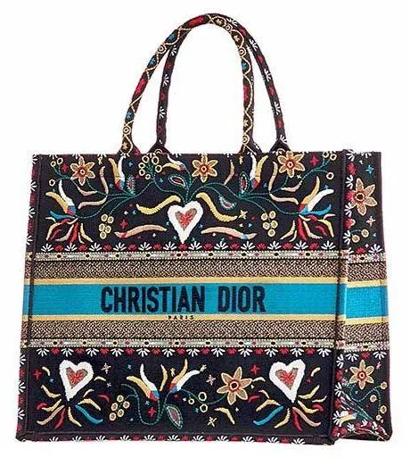 Embroidered Canvas Book Tote Bag