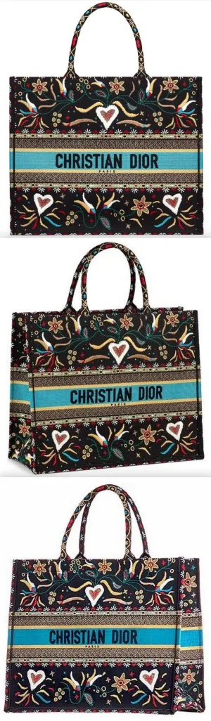 Embroidered Canvas Book Tote Bag