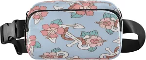 Exnundod Fanny Waist Packs Anchor Floral Pattern Prints Running Hiking Waist Pack Fashionable Zipper Belt Bag for Workout Traveling