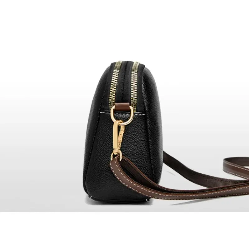 Exquisite Genuine Leather Square Shoulder Handbag Purse for Women Luxury Cowhide Women's Messenger Crossbody Flap Bag