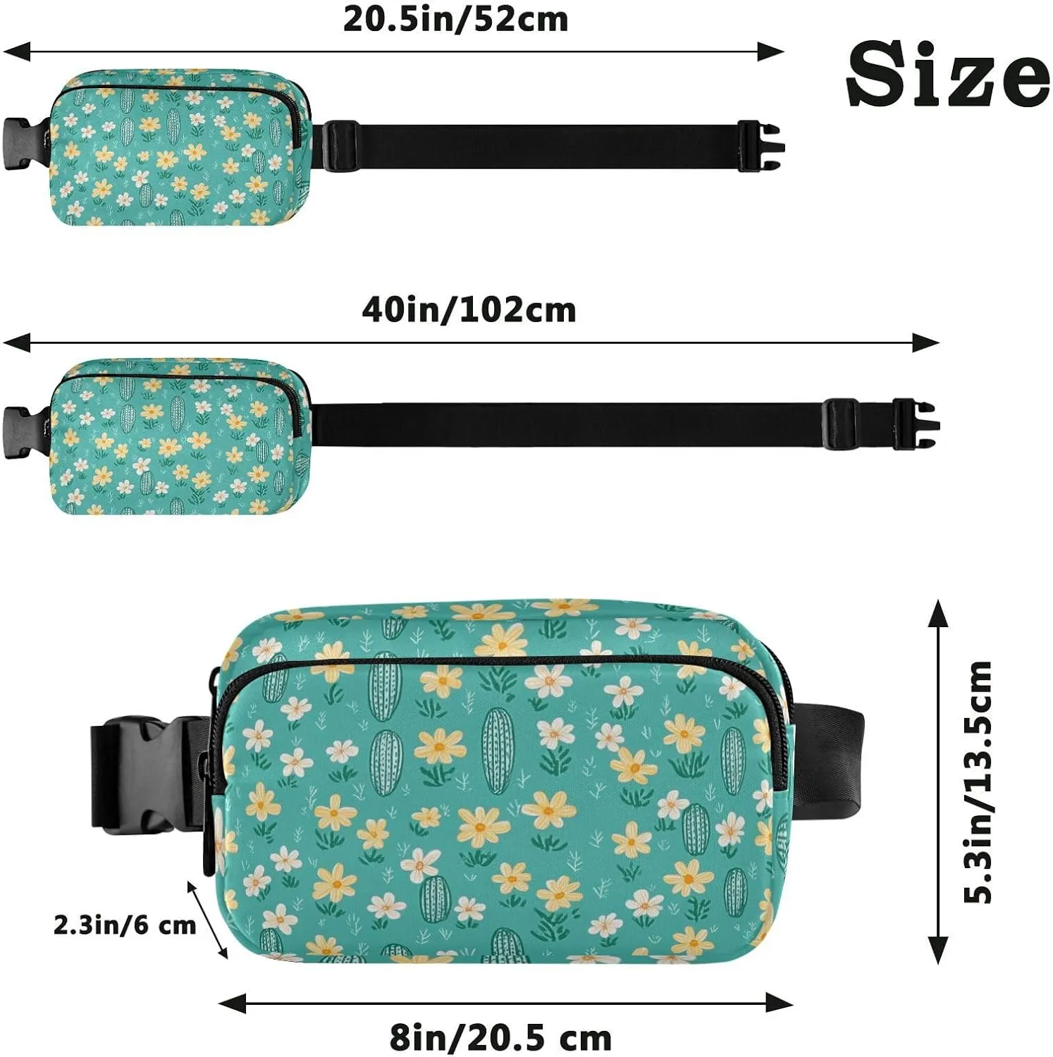 Fashion Fanny Waist Pack Small Flowers and Small Foliage Men Women Mini Sling Chest Bag with Adjustable Strap Crossbody Sport Bags for Travel Shopping Running
