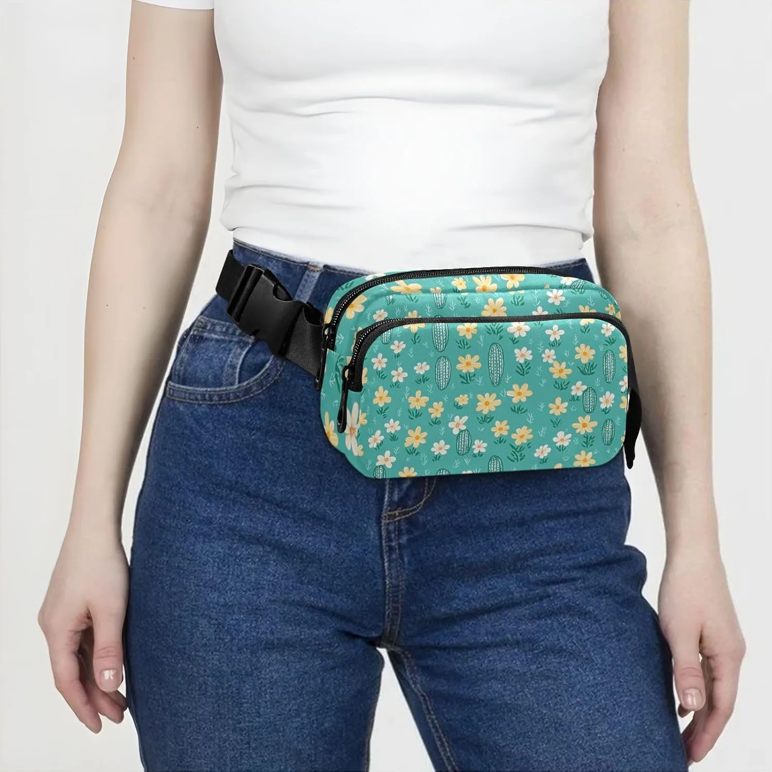 Fashion Fanny Waist Pack Small Flowers and Small Foliage Men Women Mini Sling Chest Bag with Adjustable Strap Crossbody Sport Bags for Travel Shopping Running