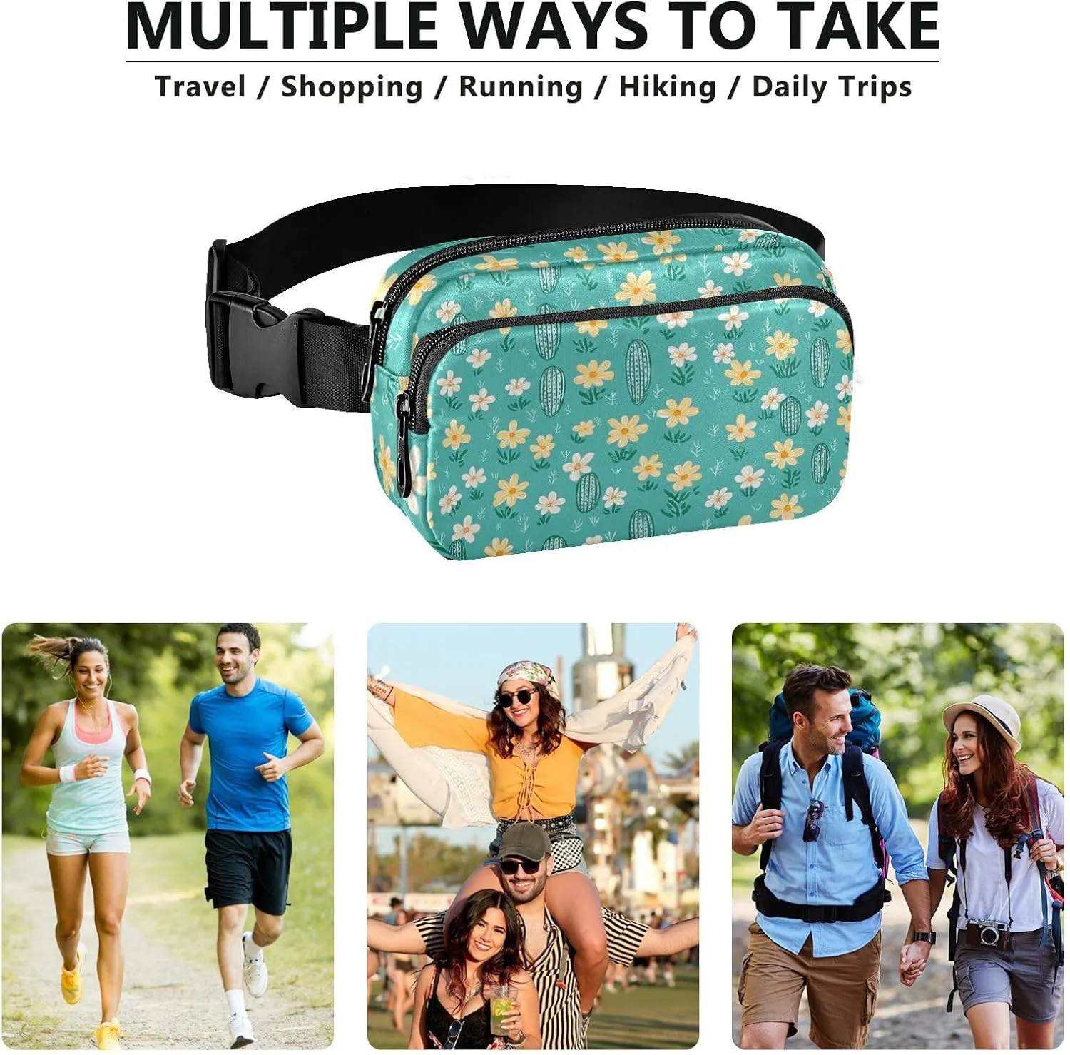 Fashion Fanny Waist Pack Small Flowers and Small Foliage Men Women Mini Sling Chest Bag with Adjustable Strap Crossbody Sport Bags for Travel Shopping Running