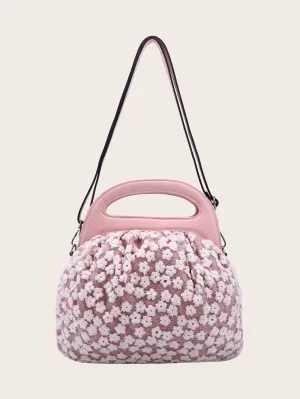 Floral Embroidery Satchel Bag