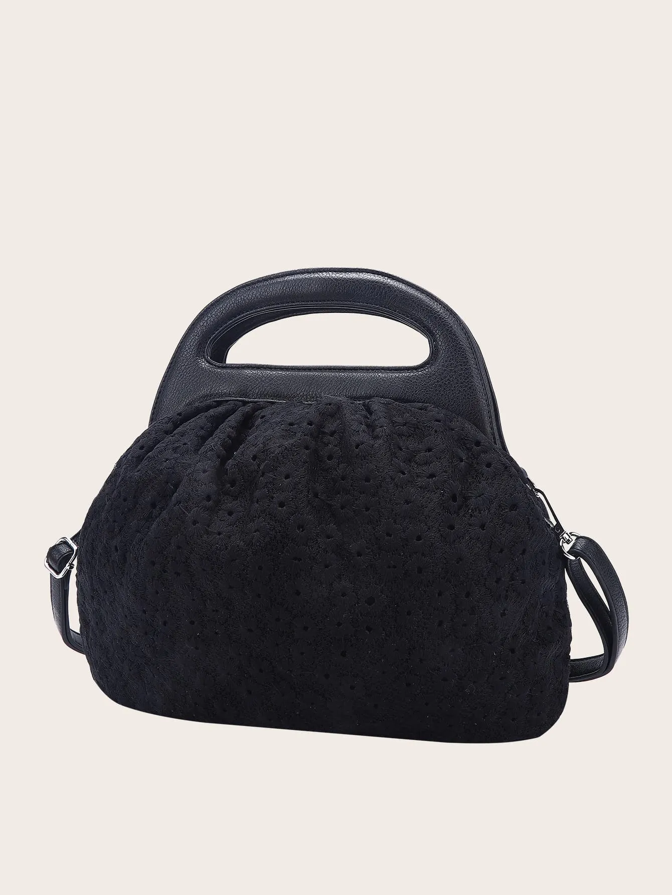 Floral Embroidery Satchel Bag