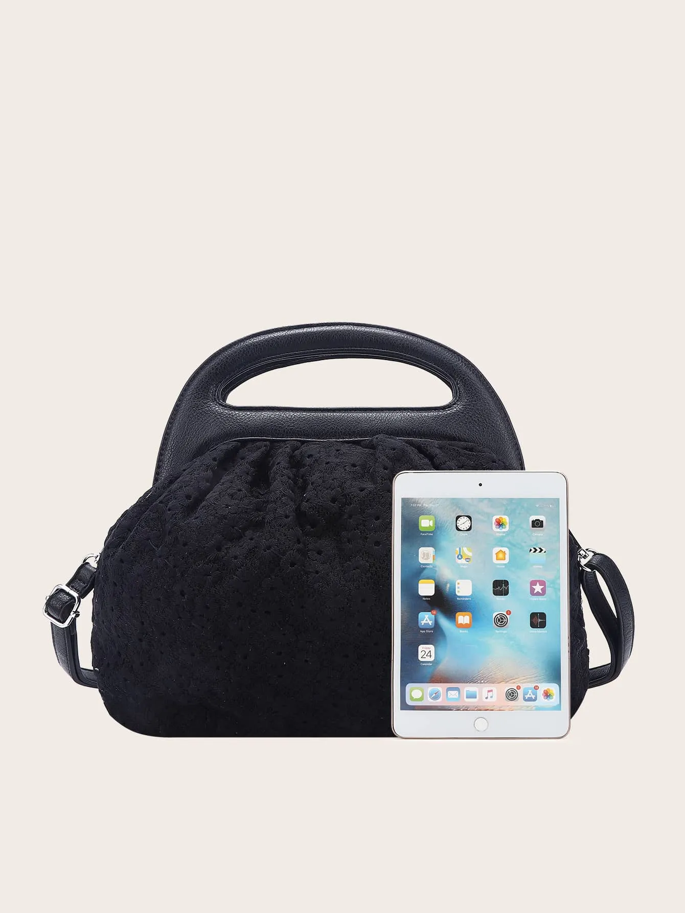 Floral Embroidery Satchel Bag
