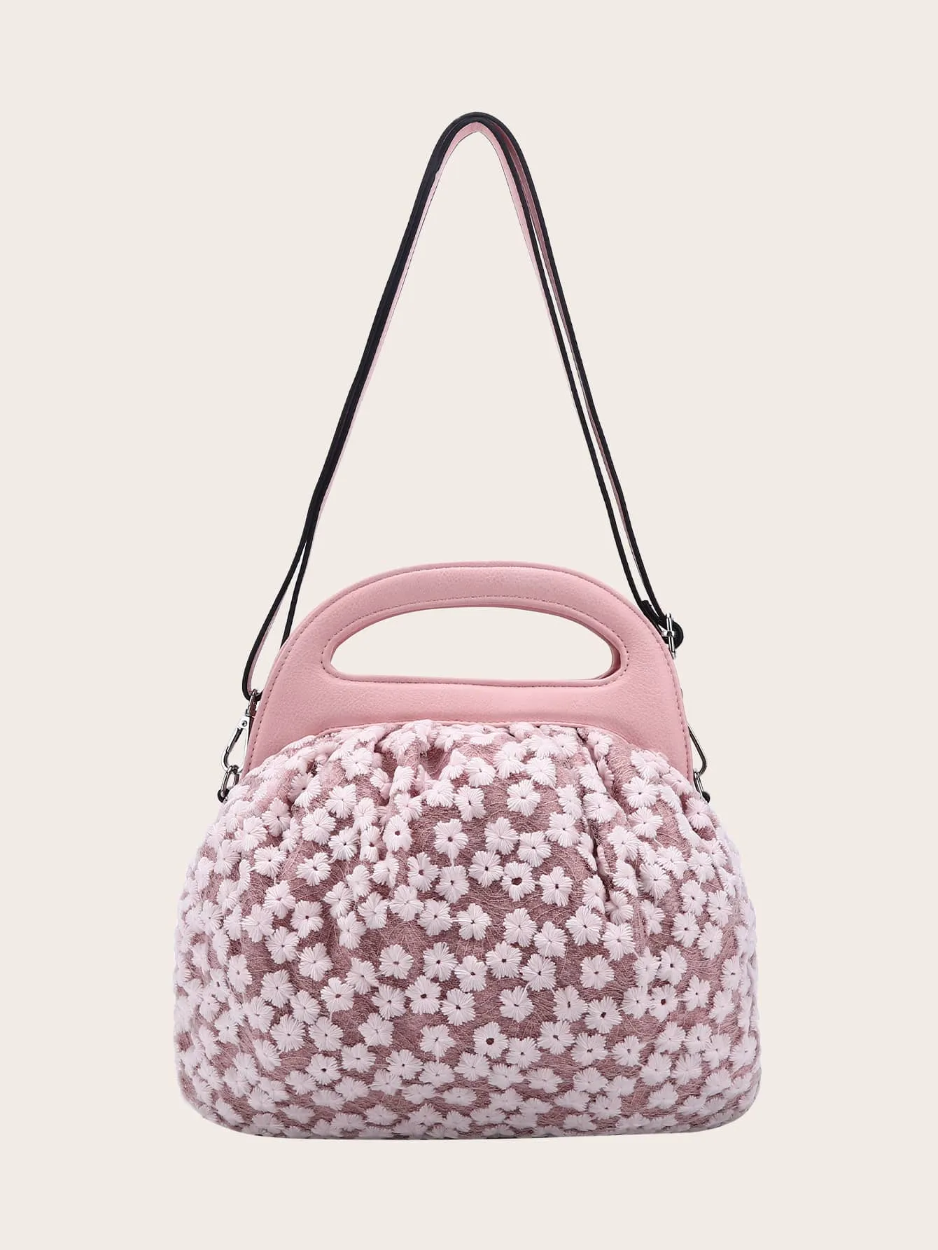Floral Embroidery Satchel Bag