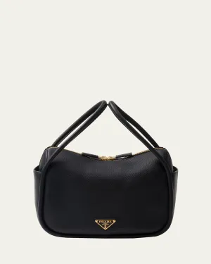 Flou Zip Leather Top-Handle Bag