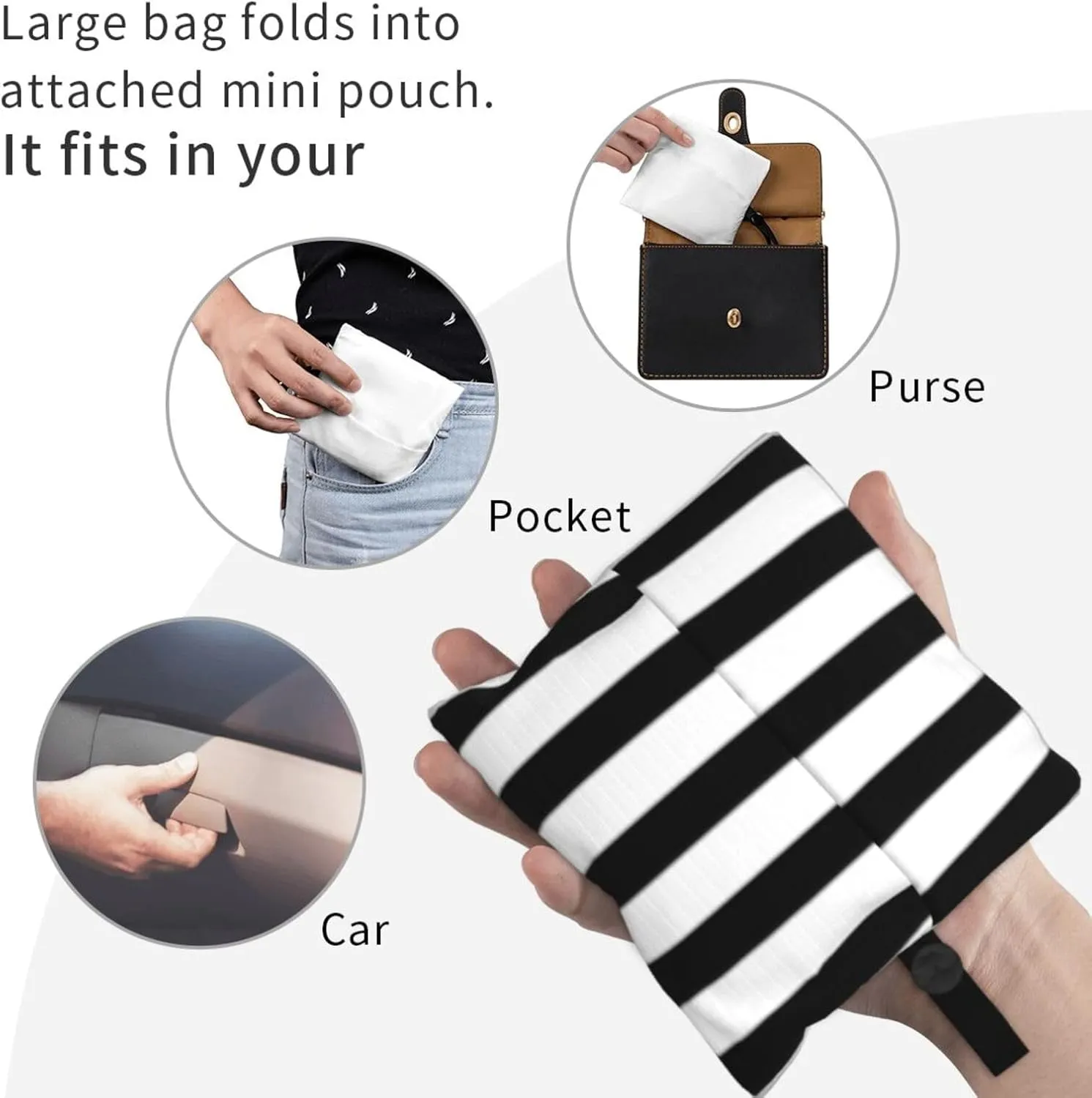 Foldable Reusable Shopping Tote  Waterproof, Lightweight & Durable for Groceries, Travel & Daily Use
