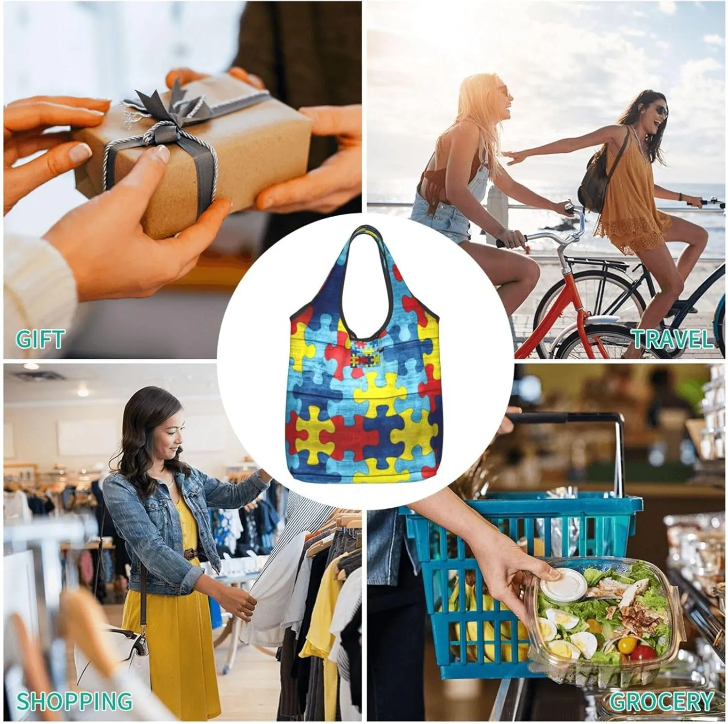 Foldable Reusable Shopping Tote  Waterproof, Lightweight & Durable for Groceries, Travel & Daily Use