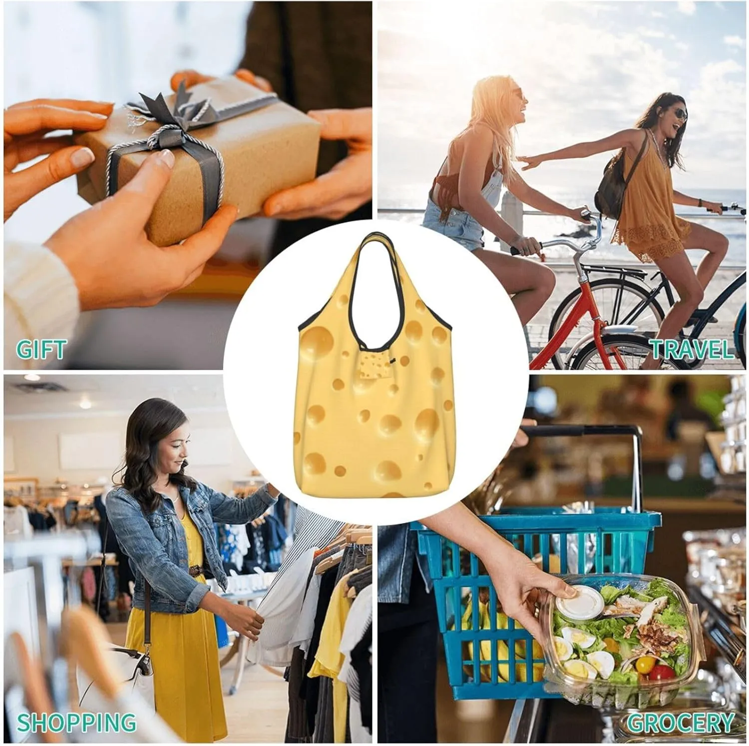Foldable Reusable Shopping Tote  Waterproof, Lightweight & Durable for Groceries, Travel & Daily Use