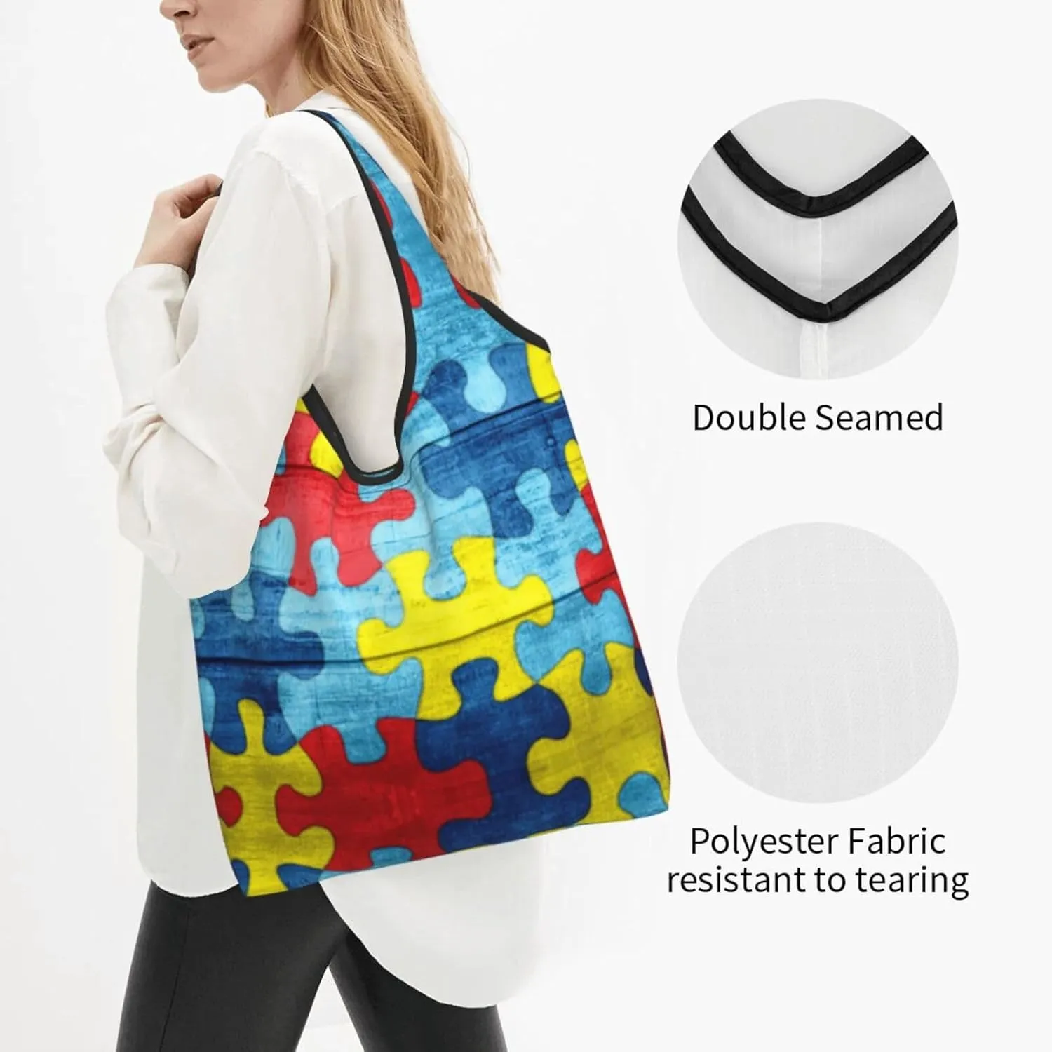 Foldable Reusable Shopping Tote  Waterproof, Lightweight & Durable for Groceries, Travel & Daily Use