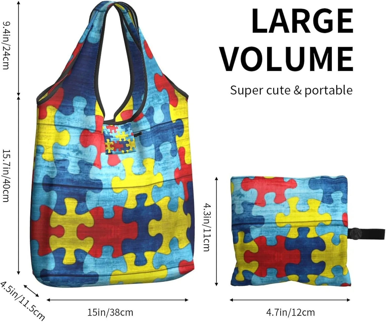 Foldable Reusable Shopping Tote  Waterproof, Lightweight & Durable for Groceries, Travel & Daily Use