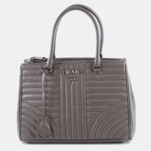 Grey Leather Leather Diagramme Bag