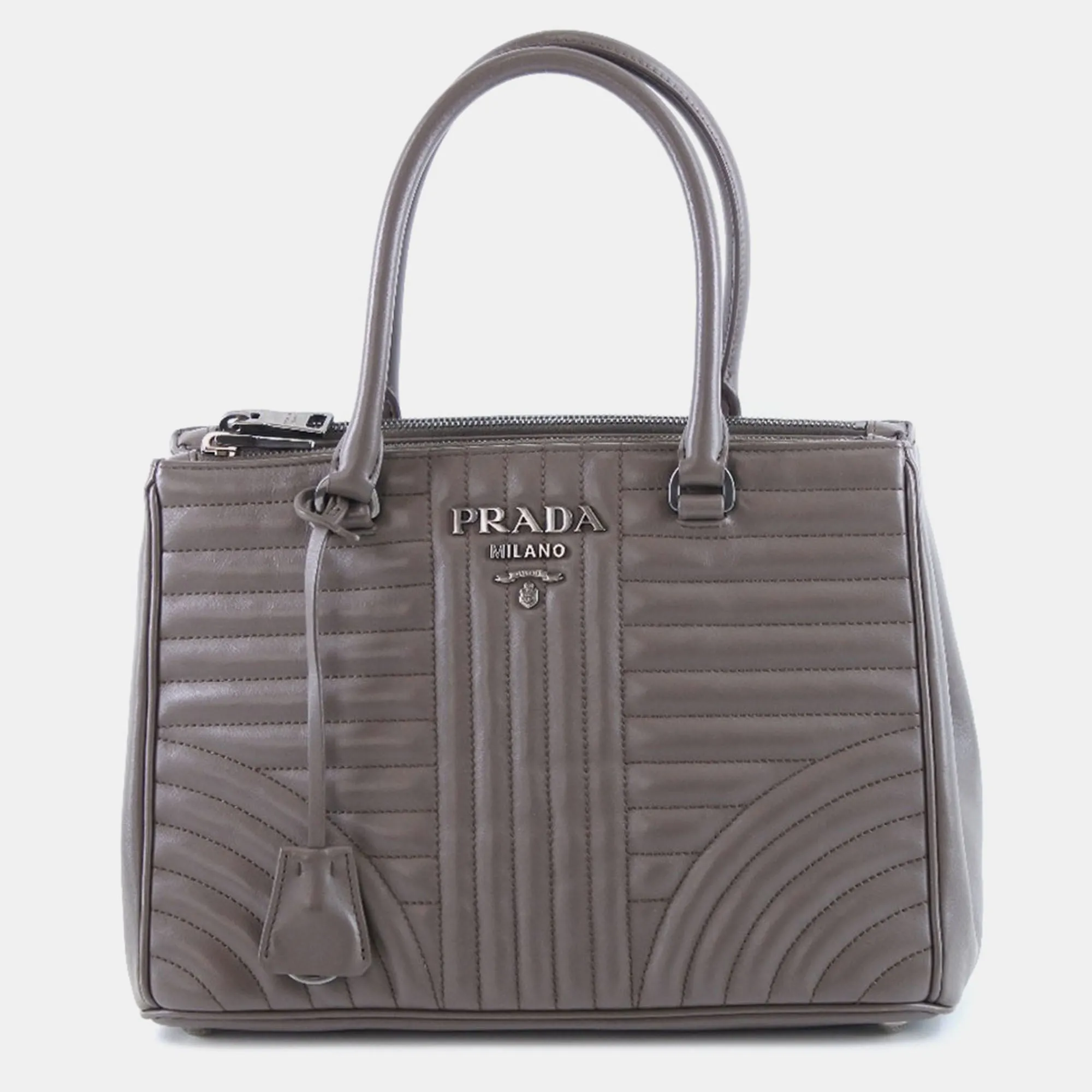 Grey Leather Leather Diagramme Bag