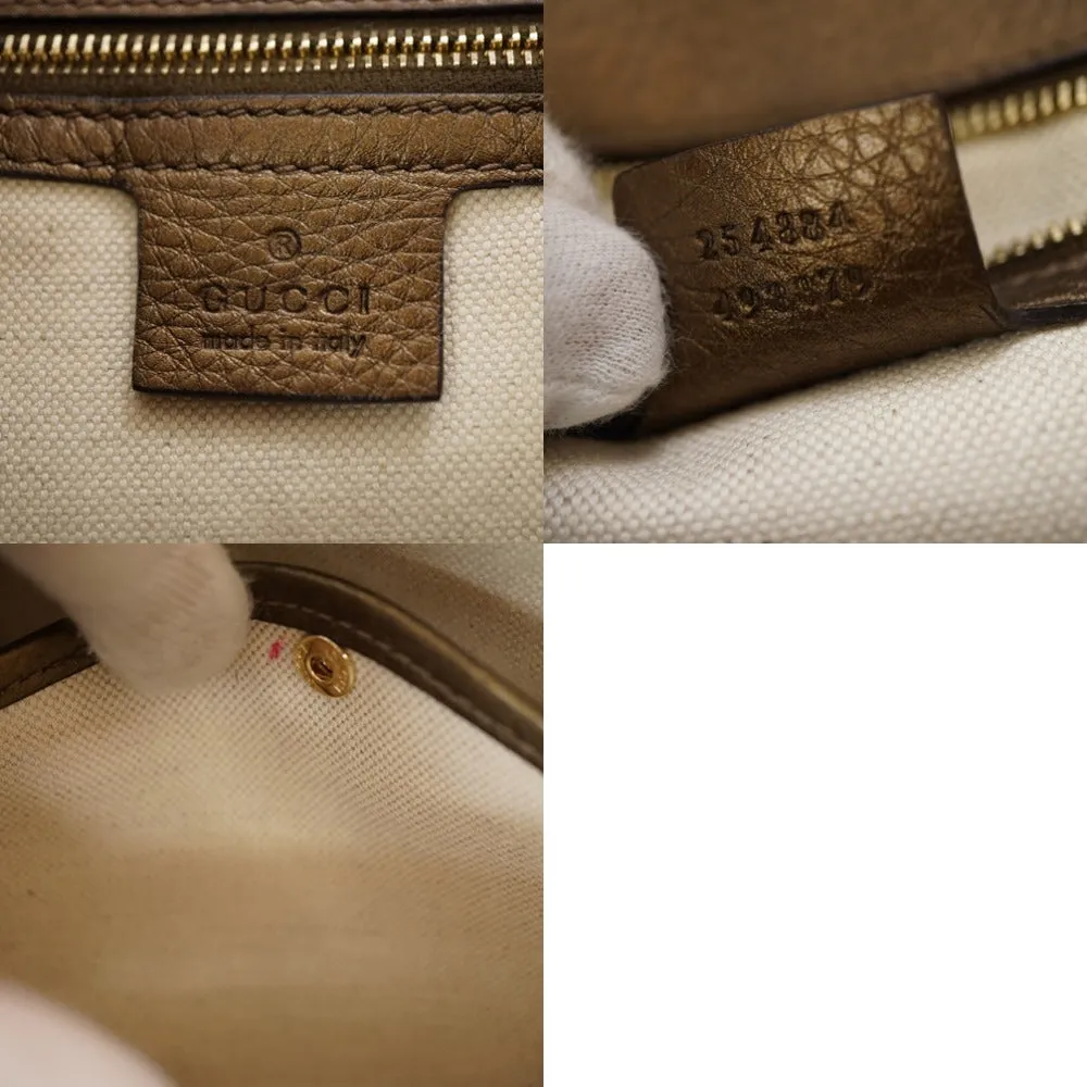 GUCCI Handbag 254884 leather gold New Bamboo Women Used
