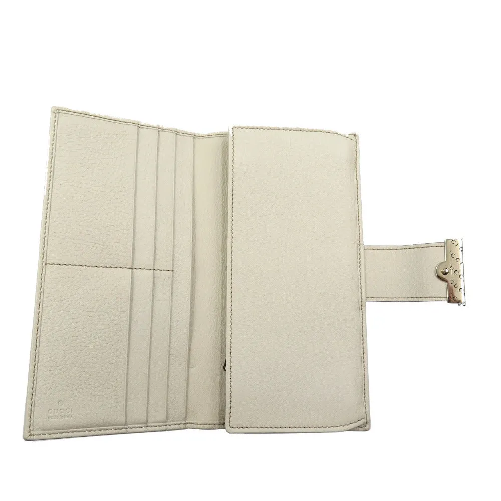 GUCCI Long Wallet Purse 212096 GG canvas, leather beige Continental wallet Women Used