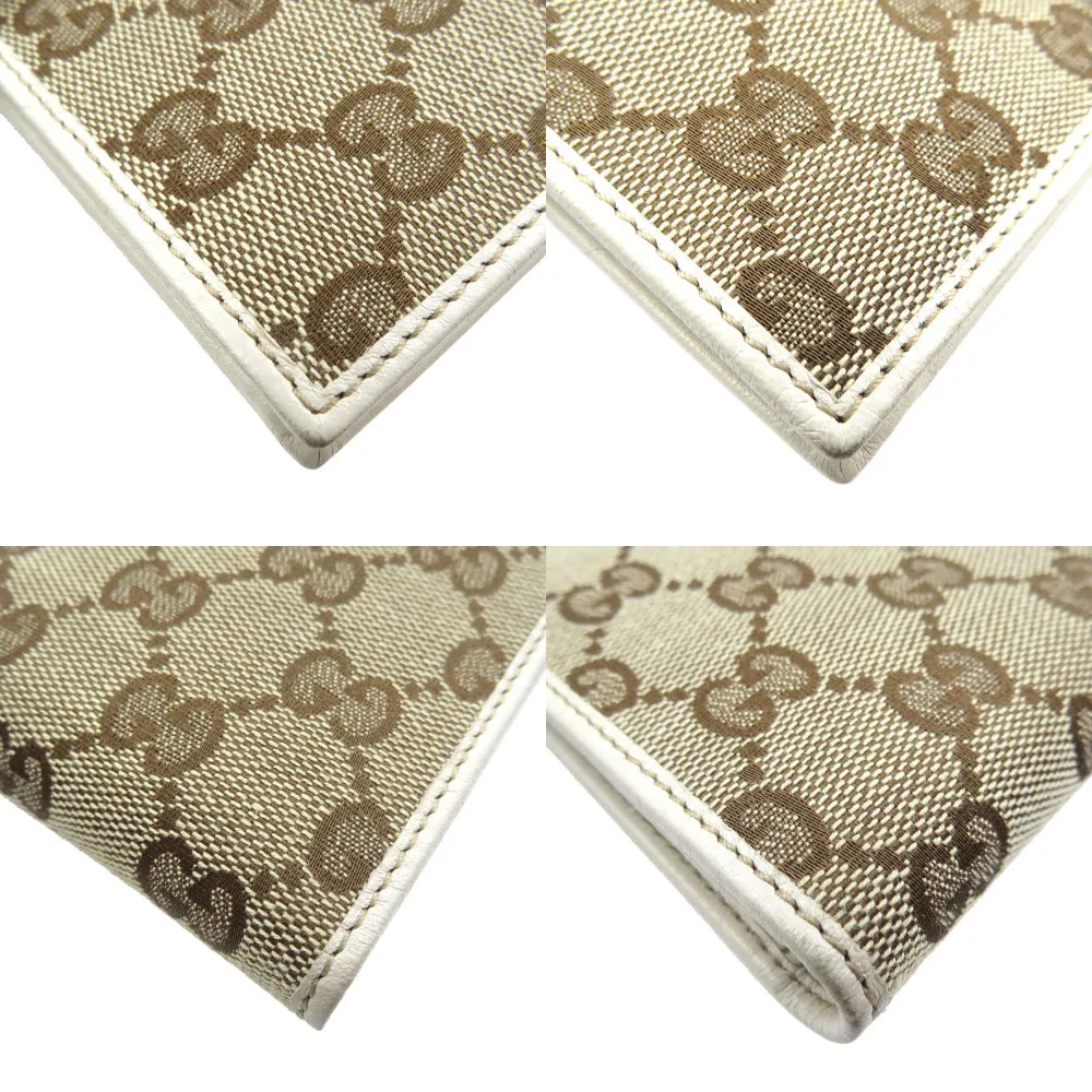 GUCCI Long Wallet Purse 212096 GG canvas, leather beige Continental wallet Women Used