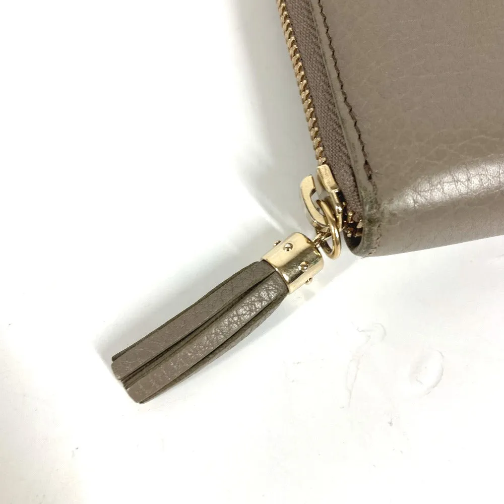 GUCCI Long Wallet Purse 282413  leather beige Long wallet with tassel GG Soho Women Used