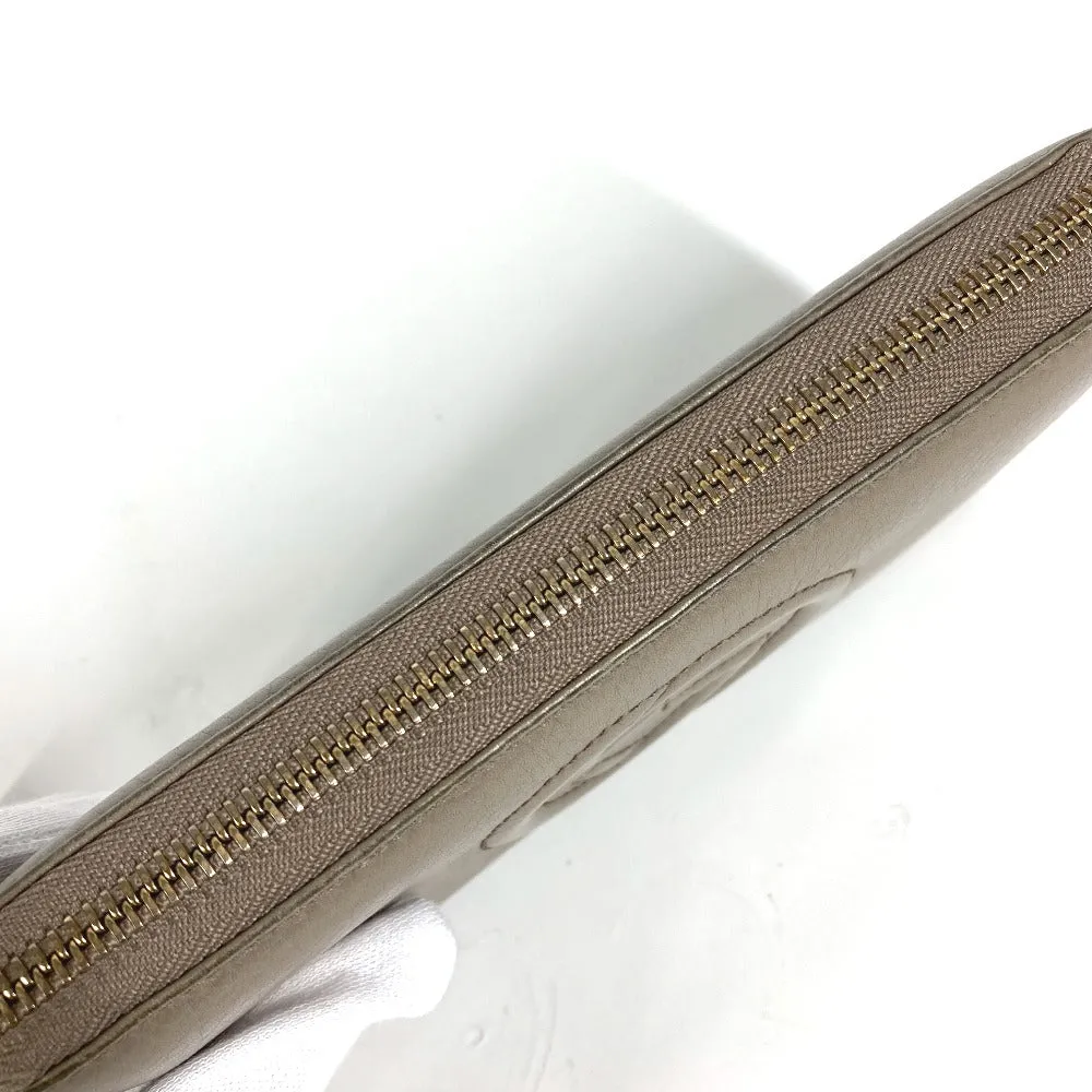 GUCCI Long Wallet Purse 282413  leather beige Long wallet with tassel GG Soho Women Used