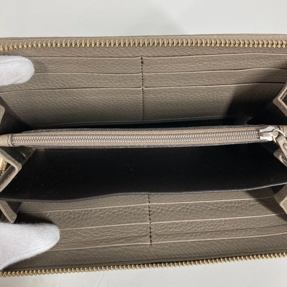 GUCCI Long Wallet Purse 282413  leather beige Long wallet with tassel GG Soho Women Used